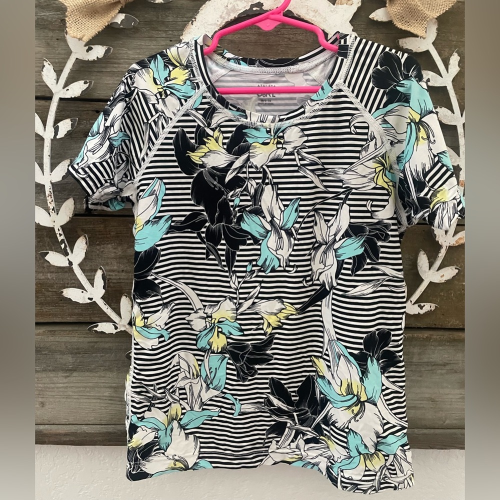 Athleta girl‎ floral short sleeve top girls size M 8-10
